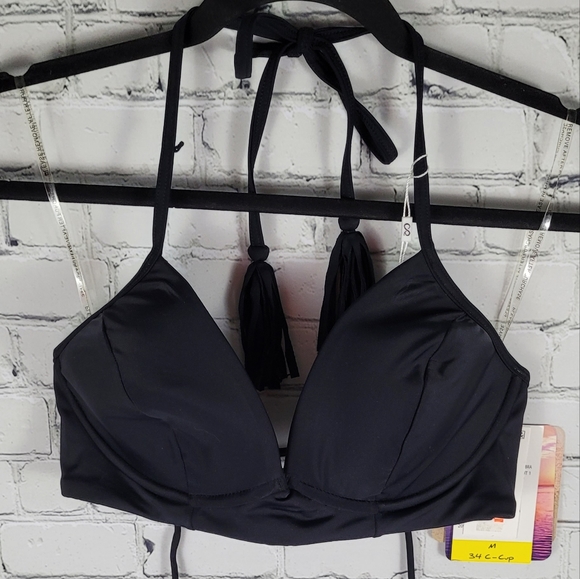 COCO RAVE | Saige underwire halter lace-up tassel bikini swim bathing suit top - Picture 1 of 11